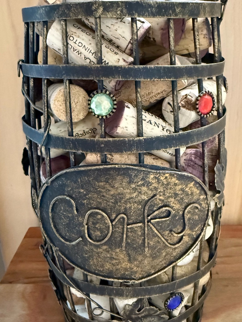 Decorative Wine Cork Holder Jar in Distressed Black